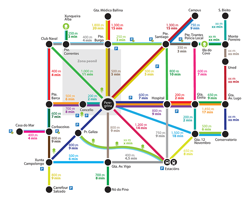 Mapa Metrominuto Pontevedra